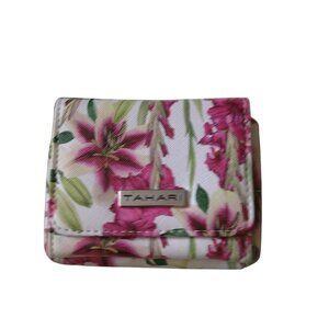 Vegan Leather Tahari Floral Mini Mate Wallet Bifold Tropical New With Tags